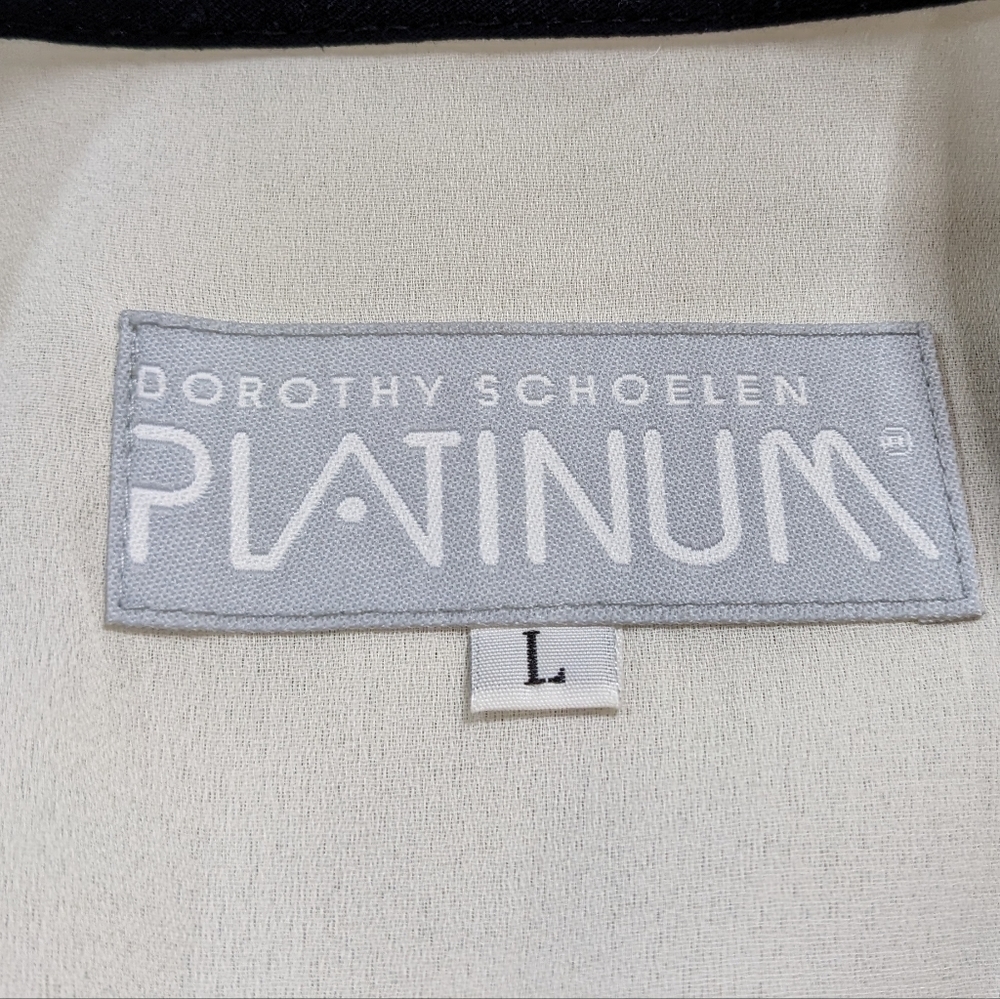 Vintage Dorothy Schoelen Platinum white blue tan tie closure cardigan jacket L - Picture 9 of 12